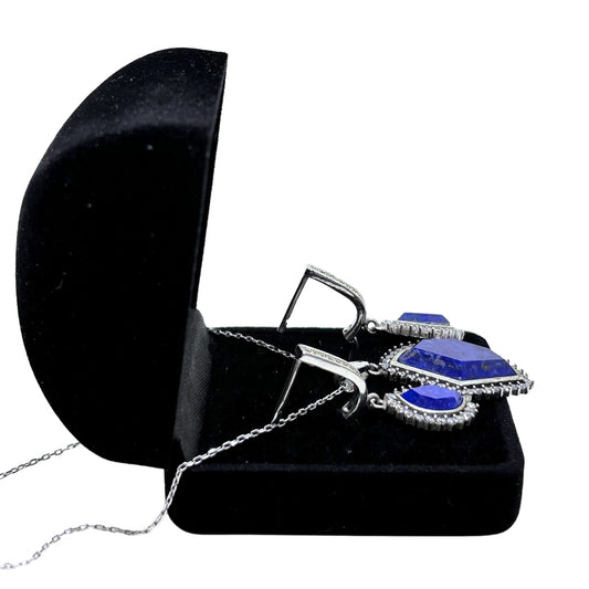 Işıltılı Lapis Lazuli Gümüş Set&Takım