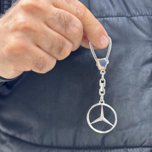 Mercedes Emblem Silver Keychain