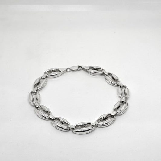 Almond Silver Chain Bracelet