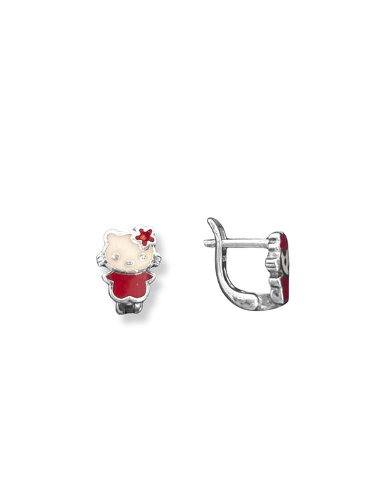 Mineli Hello Kitty Gümüş Kız Çocuk Küpesi 0.7x0.9 CM