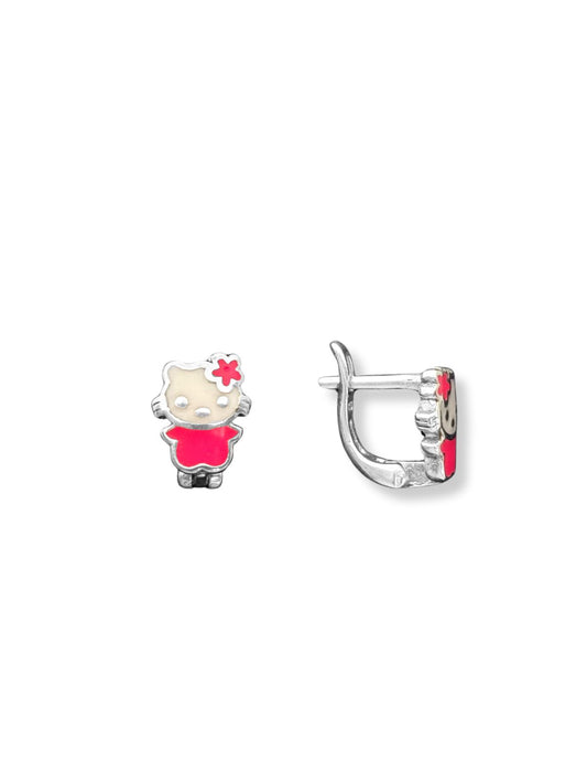 Mineli Hello Kitty Gümüş Kız Çocuk Küpesi 0.7x0.9 CM