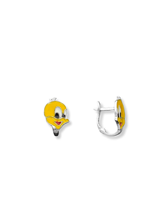 Mineli Tweety Gümüş Kız Çocuk Küpesi 0.7x0.9 CM