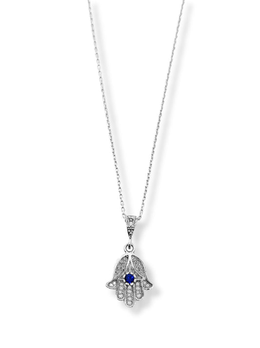 Minimal Telkari Gümüş Fatma Ana Eli (Hamsa) Kolye 1.4x2.5cm