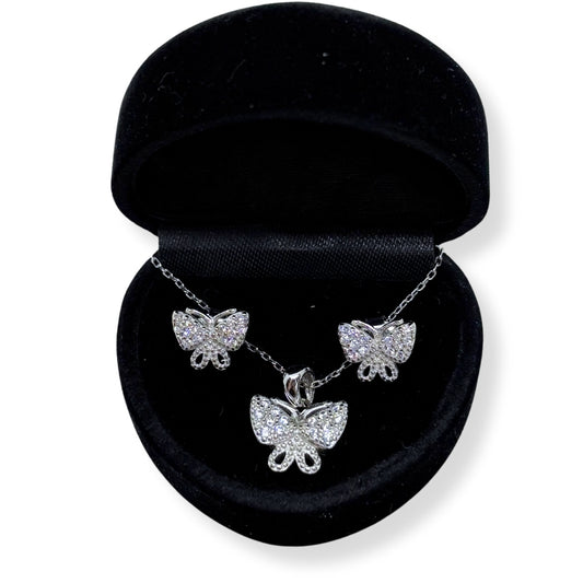 Glittering Wings Collection Silver Butterfly Set &amp; Set