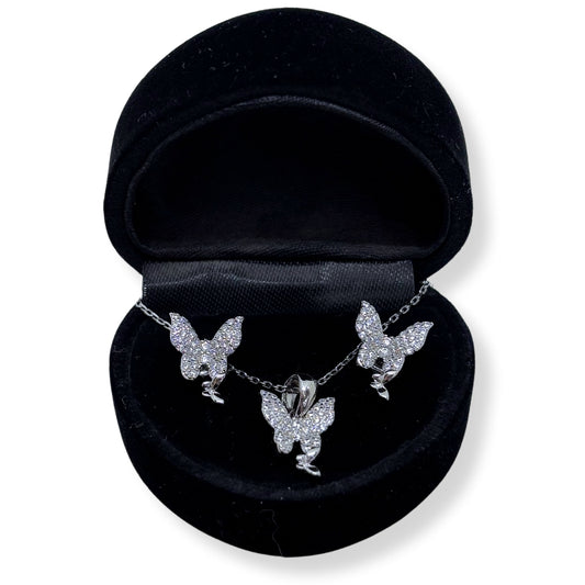 Glittering Wings Collection Silver Butterfly Set &amp; Set