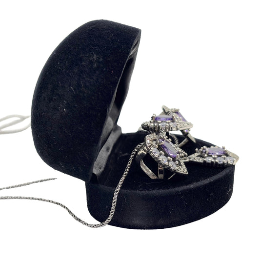 Purple Sparkling Silver Marcasite Set &amp; Set