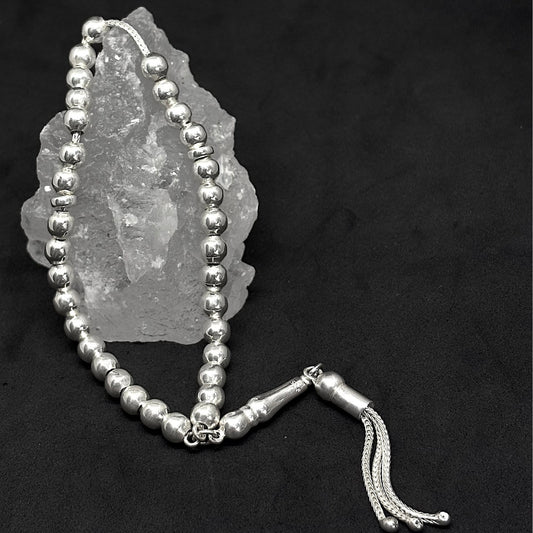 Silver Prayer Beads with Dot Pattern