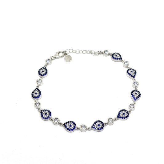 Silver Drop Evil Eye Bracelet