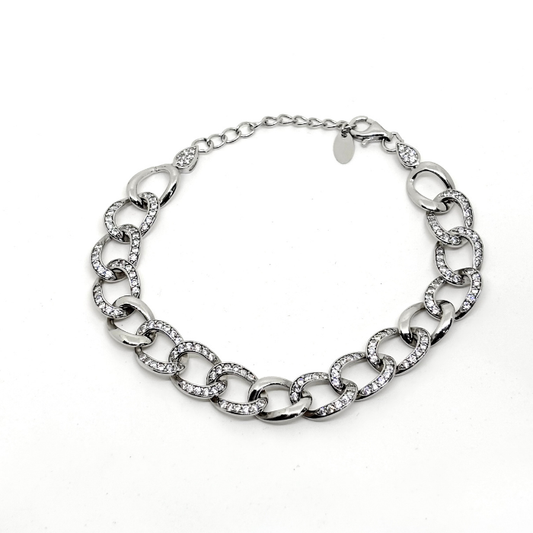 White Shiny Thick Gurmet Chain Bracelet