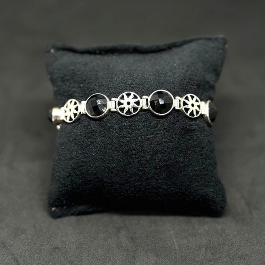 Sunnyside Sun Figured Onyx Silver Women's Bracelet