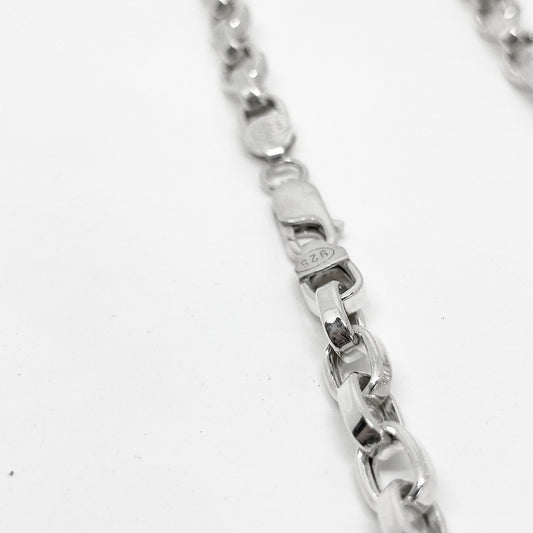 Polished Flat Oval Silver Chain Necklace 60CM