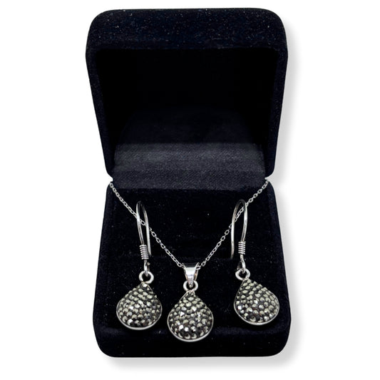 Marcasite Sparkling Drop Silver Set &amp; Set