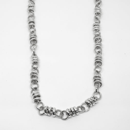 Multi-Link Thick Rolo Silver Chain Necklace 50CM