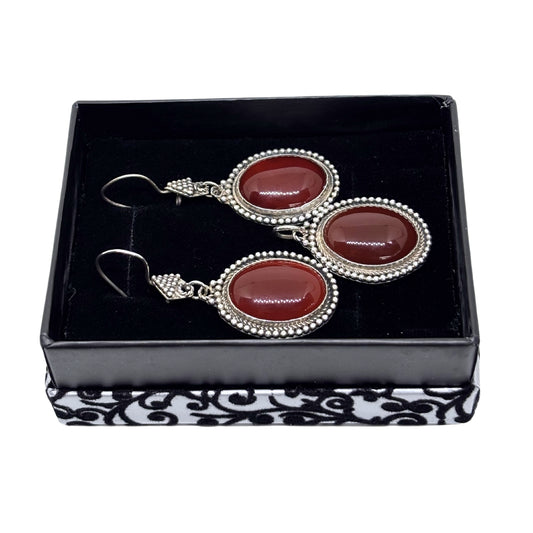 Authentic Large Agate Sparkling Silver Set &amp; Set