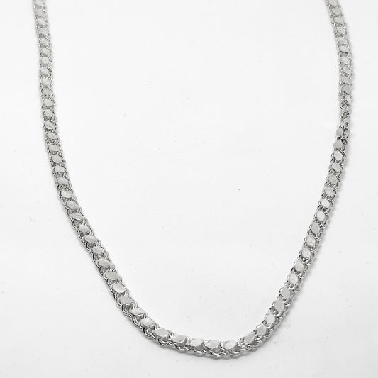 Silver Sequined Barley Chain Necklace 64CM