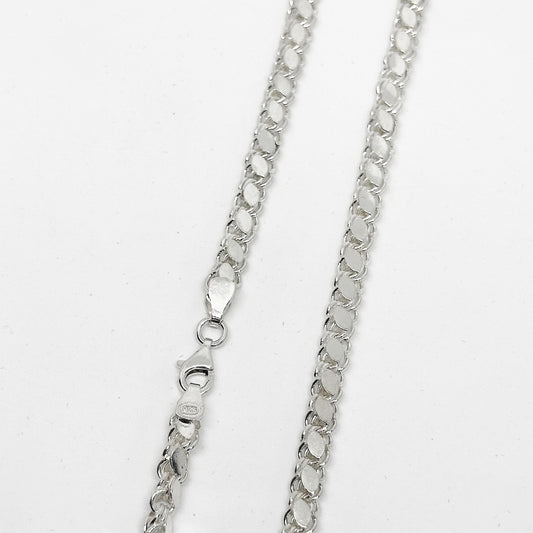 Silver Sequined Barley Chain Necklace 64CM