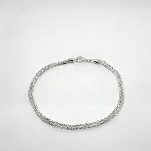 Shiny Knit Men's Silver Chain Bracelet