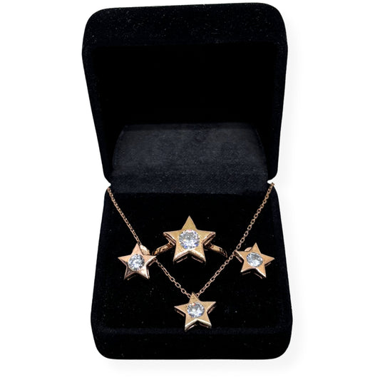 White Sparkling Rose Silver Star Set &amp; Set