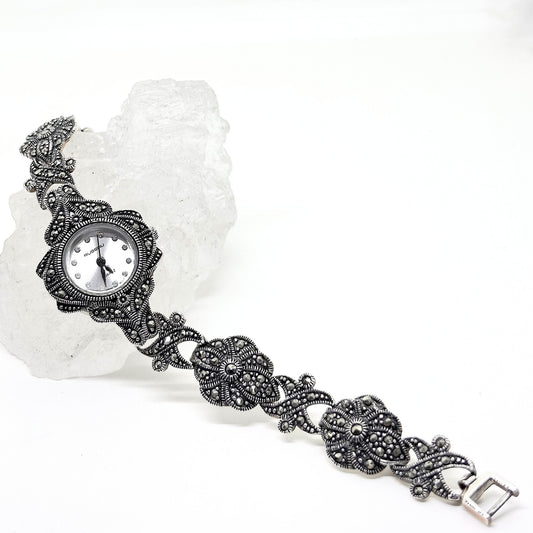 Silver Marcasite Stone Watch