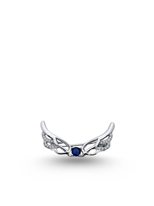 Safir Taşlı Melek Kanadı Gümüş Broş – 3x1.7 cm