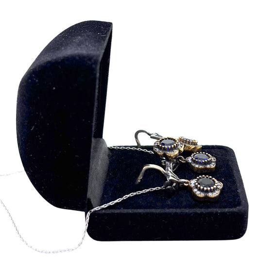 Sapphire Sparkling Silver Flower Set &amp; Set-Jewelry Garden Collection