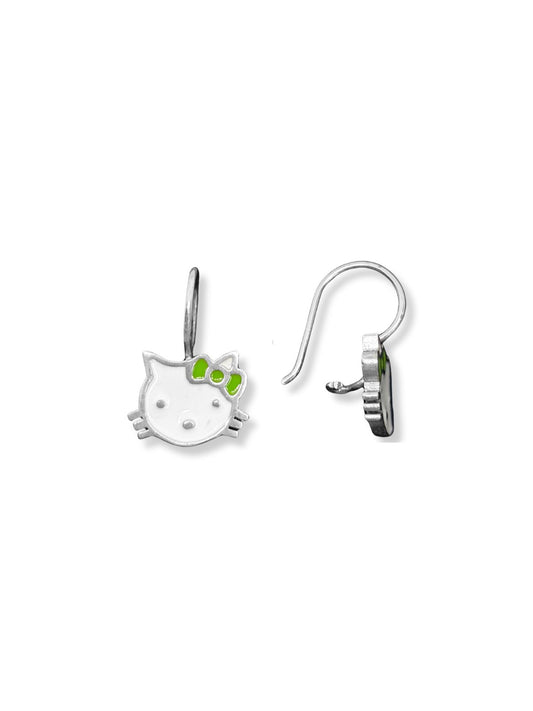 Sallantılı Mineli Hello Kitty Gümüş Kız Çocuk Küpesi 1.2x2 CM
