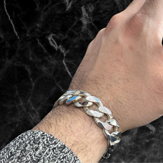 Thick Silver Gurmet Chain Bracelet