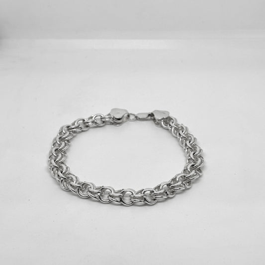 Double Link Chain Silver Bracelet