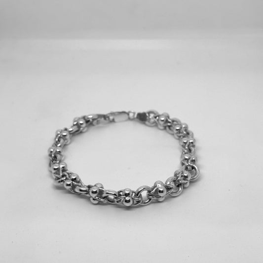 Silver Chain Bracelet with Ball Ring