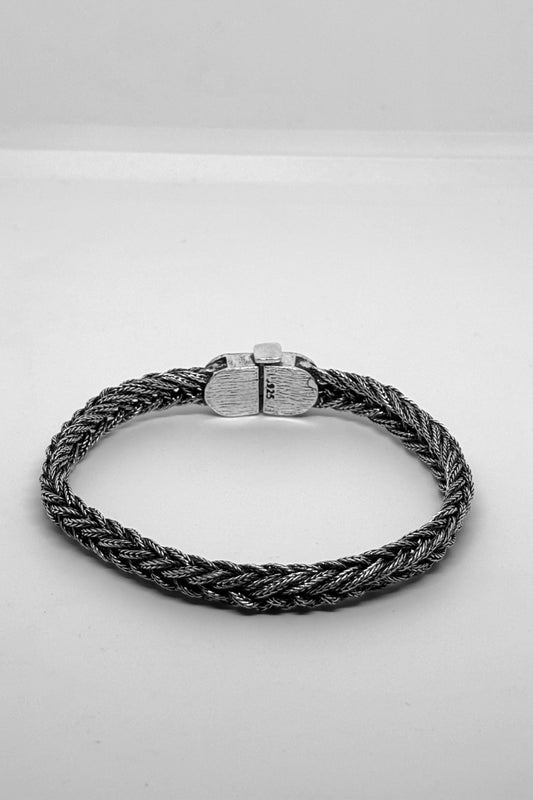 Silver Knit Men's Bracelet Oxidized