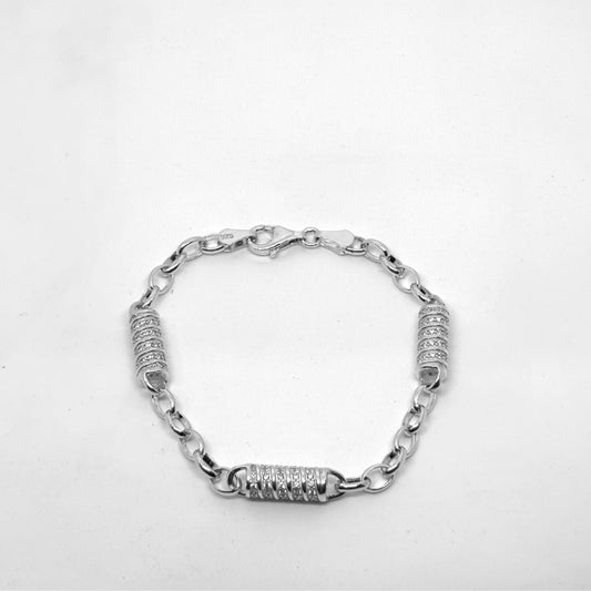 Cylinder Silver Bracelet with Stones