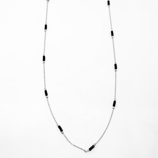 Thin Colored Interval Silver Chain 45CM