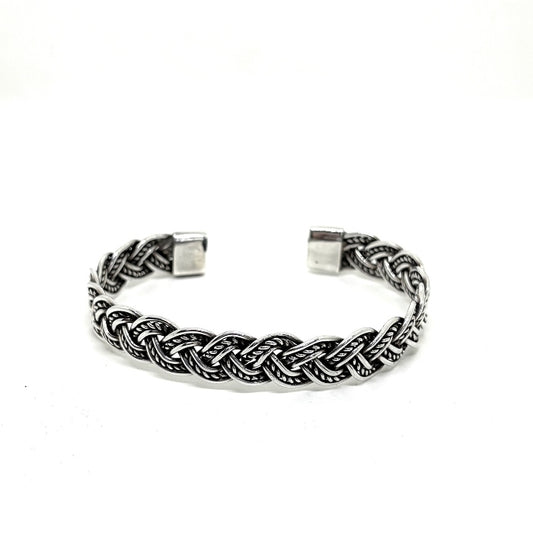 Oxidized Medium Thin Knitted Silver Bracelet