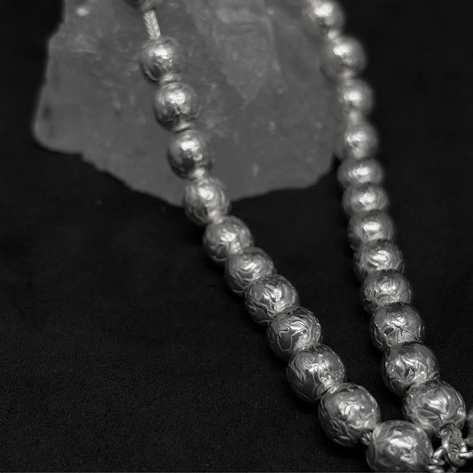 Handcrafted Patterned Silver Prayer Beads