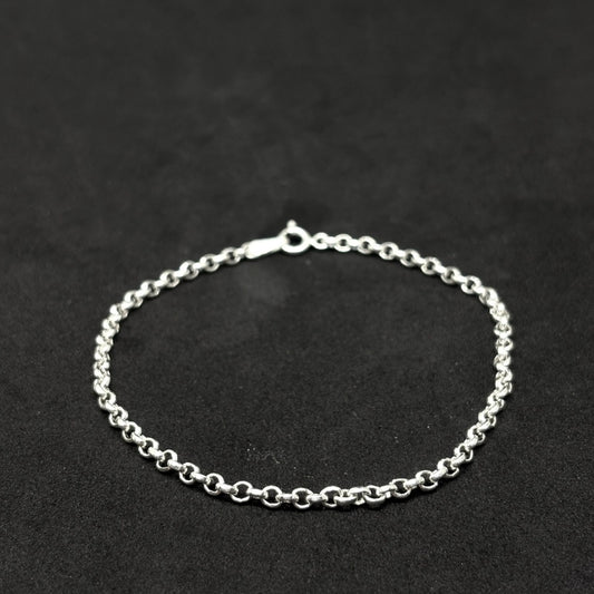 Narrow Round Link Silver Chain Bracelet