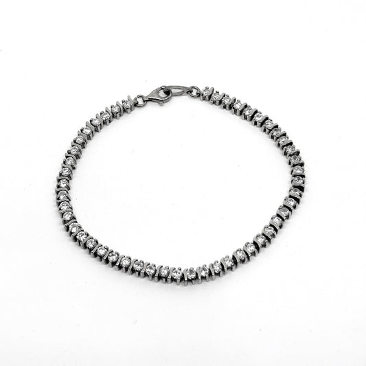 White Glitter Silver Tennis Bracelet