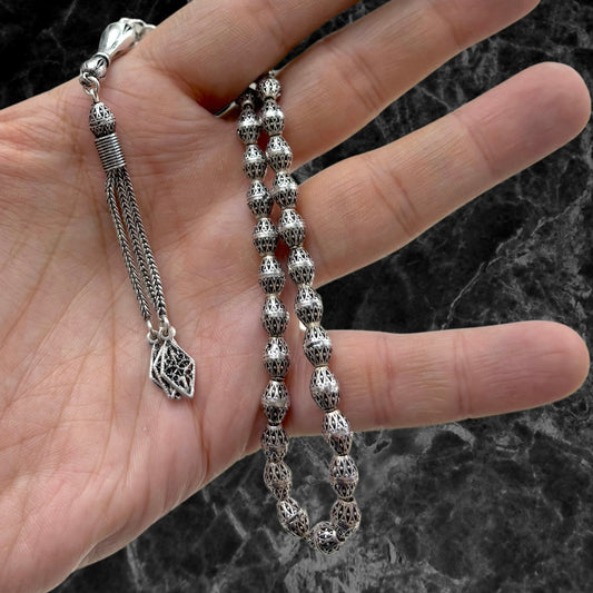 Ottoman Pattern Silver Prayer Beads