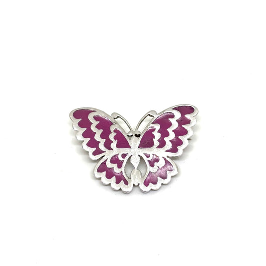 Pink Enamel Silver Brooch