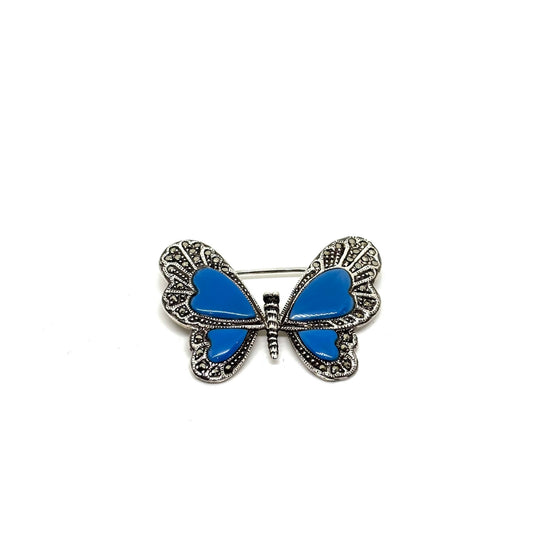 Marcasite Stone Turquoise Butterfly Brooch