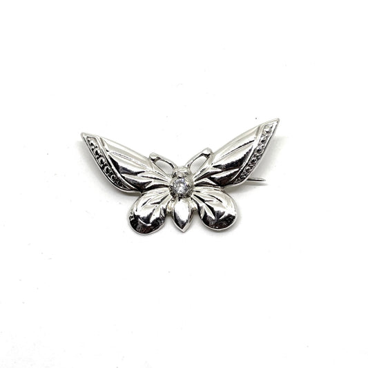 Shiny Silver Butterfly Brooch