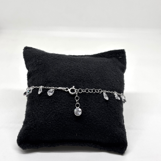 Drop Stone Dangle Silver Women's Chain Bracelet