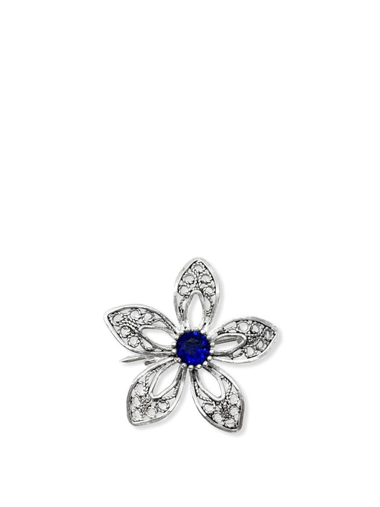 Yakut & Zümrüt Doğal Taşlı Telkari Çiçek Kadın Gümüş Broş