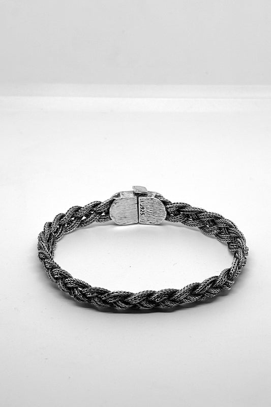 Silver Knit Men's Bracelet Oxidized