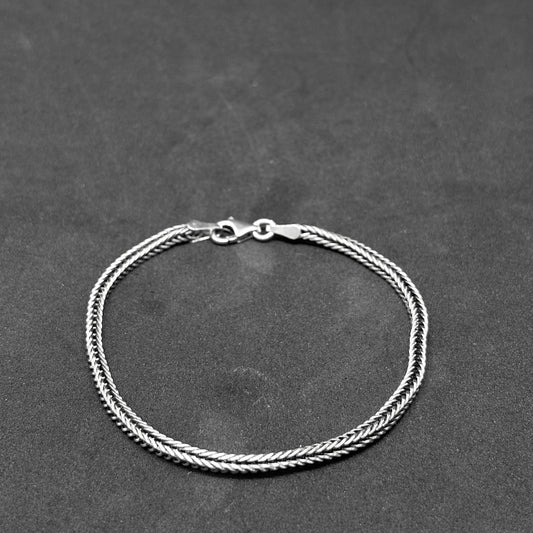 Oxidized Silver Foxtail Chain Men's Bracelet