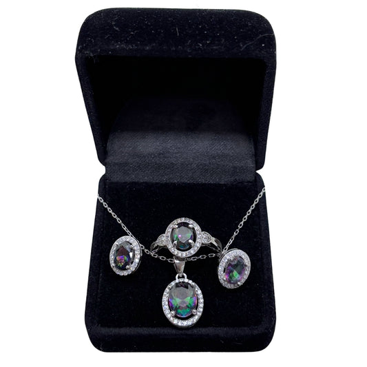 Alexandrite Işıltılı Gümüş Takım Set&Takım