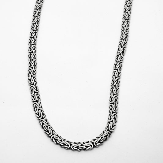 Flat Thick Silver King Chain Necklace 60CM