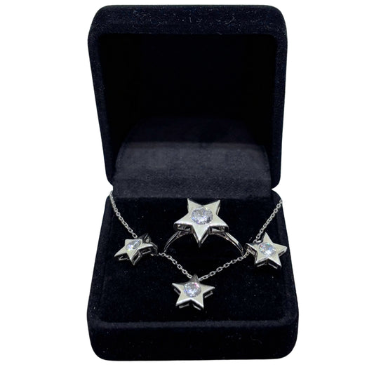 White Sparkling Silver Star Set &amp; Set - Jewels of the Sky Collection