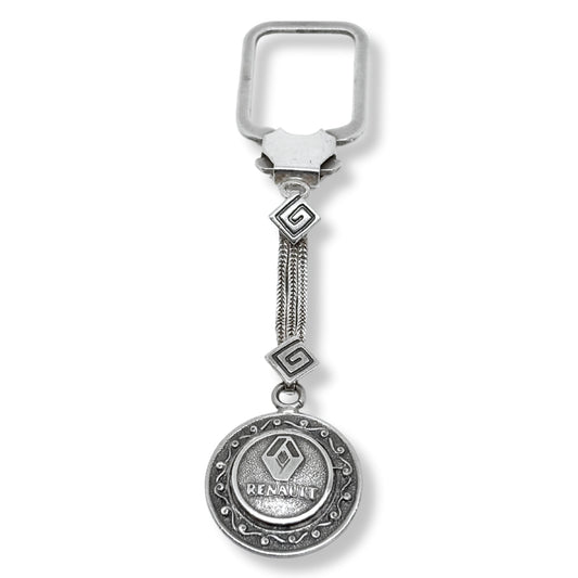 Renault Silver Keychain with Round Three Chains