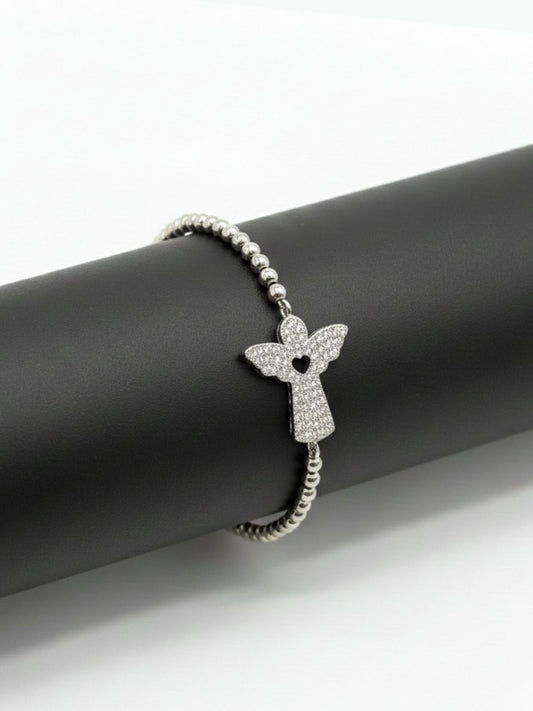 Zirkon Taşlı Melek Gümüş Kadın Bileklik