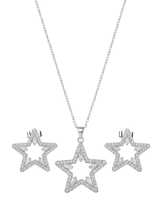 Işıltılı İri Yıldız Gümüş Set&Takım